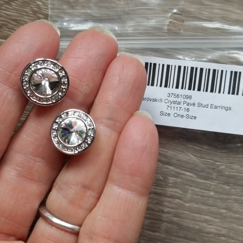Swarovski crystal pave stud earrings